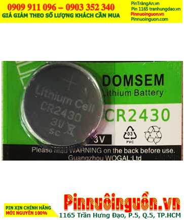 DOMSEM CR2430, Pin 3v Lithium DOMSEM CR2430 (24mmx3.0mm) chính hãng