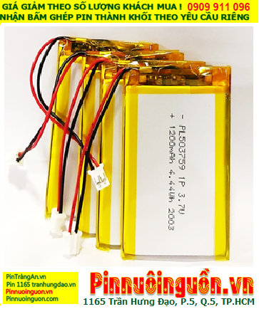 Pin bộ đàm 3.7v 1200mAh, Nhận Thay ruột pin Bộ đàm Pin sạc 3.7v LiPolymer LP-503759 - 1200mAh