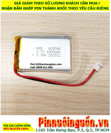 Pin bộ đàm 3.7v 1000mAh, Nhận thay pin Bộ đàm Pin sạc 3.7v Lithium Li-polymer 603048 - 1000mAh