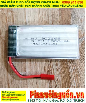 Pin máy bay -trực thăng mô hình Pin sạc 3.7v Lithium 903565 1800mAh (Dòng xả 25C) đã gắn mạch Sạc _Zắc cắm ĐỎ