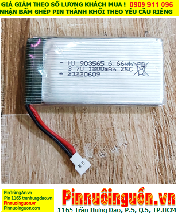 Pin máy bay -trực thăng mô hình Pin sạc 3.7v Lithium 903565 1800mAh (Dòng xả 25C) đã gắn mạch Sạc _Zắc cắm TRẮNG