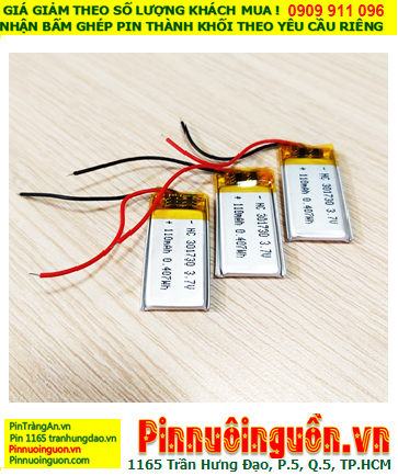 Pin tai nghe Bluetooth 301730-110mAh, Pin sạc Lithium Li-Polymer 3.7v 301730 với 110mAh chính hãng