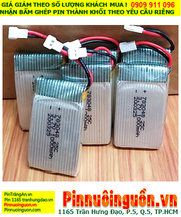 LIPO 783040, Pin máy bay -trực thăng mô hình Pin sạc 3.7v Lithium 783040 1000mAh (Dòng xả 25C) đã gắn mạch Sạc