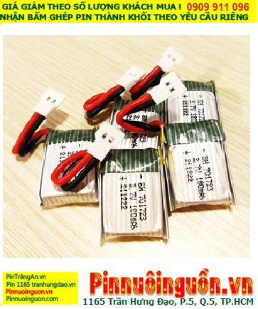 LIPO 701723, Pin máy bay -trực thăng mô hình Pin sạc 3.7v Lithium 701723 180mAh (Dòng xả 20C) đã gắn mạch Sạc