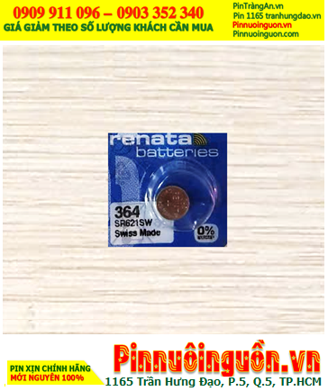 Renata 364 SR621SW; Pin đồng hồ 1.55v Silver Oxide Renata 364 SR621SW (MẪU MỚI)