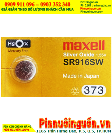 Maxell SR916SW _Pin 373; Pin đồng hồ 1.55v Silver Oxide Maxell SR916SW _Pin 373, Xuất xứ NHẬT