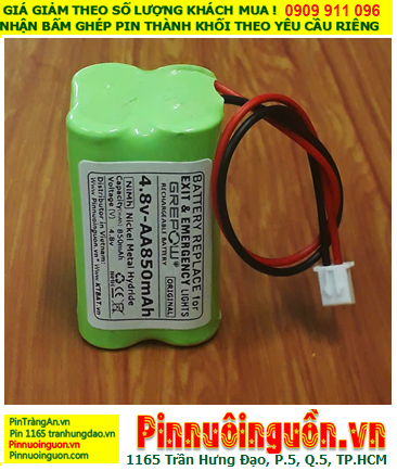 Pin đèn Exit thoát hiểm 4.8v-AA850mAh; Pin đèn sự cố khẩn cấp 4.8v-AA850mAh; Pin sạc 4.8v-AA850mAh