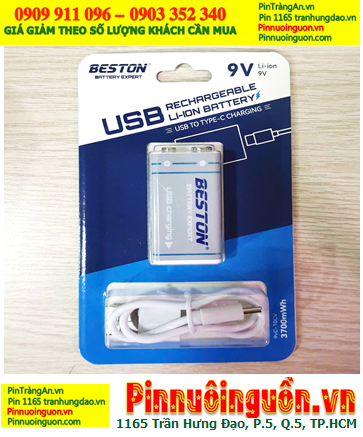 Beston 9VC-10CV, Pin sạc 9v Lithium Li-ion Beston 9VC-10CV (3700mWh=1000mAh), Sạc dây USB