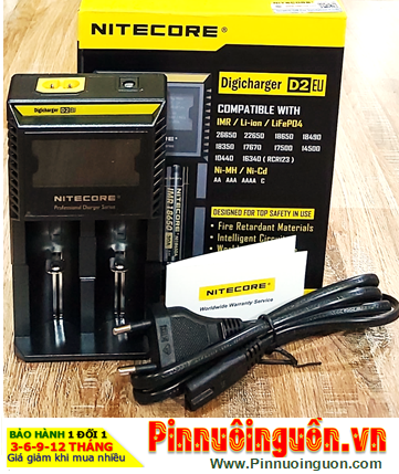 Nitecore D2 with 02 Channels for Charging AA-AAA-C-D-18650-16340-18500-,...of NiMh-NiCd-Lithium Li-Ion
