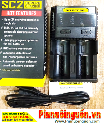 Nitecore SC2 with 02 Channels for Charging AA-AAA-C-D-18650-16340-18500-,...of NiMh-NiCd-Lithium Li-Ion