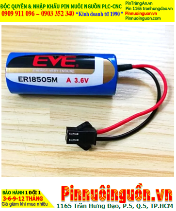 EVE ER18505M (ZẮC CẮM), Pin nuôi nguồn PLC EVE ER18505 lithium 3.6V 3650mAh chính hãng