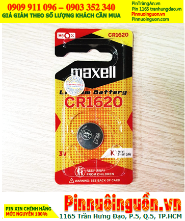 Maxell CR1620; Pin 3v lithium Maxell CR1620 _Cells in Japan (Loại vỉ 1viên)
