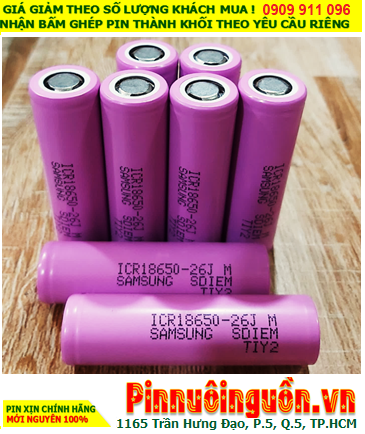 Cell pin box sạc dự phòng xịn Pin sạc 18650 3.7v Samsung ICR18650-26JM (2600mAh) dòng xả Dischagre 5.2A| CÒN HÀNG