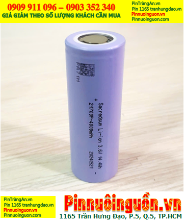 SACREDSUN 21700P, Pin sạc Li-ion 3.7v Sacredsun 21700P (4000mAh, Nội trở mΩ 14.4Wh, Xả 20A) chính hãng