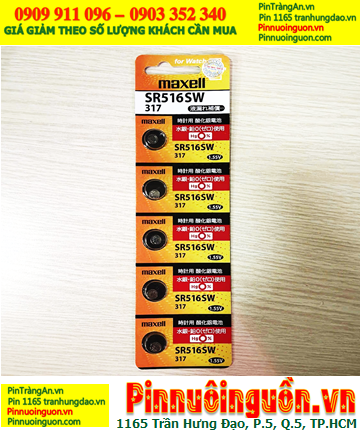 COMBO 01vỉ=5viên Pin đồng hồ 1.55v Maxell SR516SW-Pin 337 chính hãng, Giá chỉ 89.000/ Vỉ 05viên
