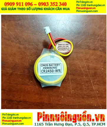 Pin CMOS CR2450-WR (Dây cắm), Pin CMOS lithium 3v Panasonic CR2450-WR, Xuất xứ Indonesia