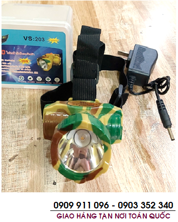 Đèn pin đeo trán VS203, Đèn Pin đội đầu bóng LED vàng 30W chính hãng