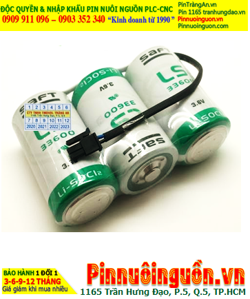 Pin Saft LS33600 (3viên ghép như hình); Pin nuôi nguồn PLC Saft LS33600 lithium 3.6v D 17000mAh _Xuất xứ Pháp