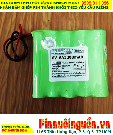 Pin sạc 6v-AA2200mAh, Pin nuôi nguồn 6v-AA2200mAh, Pin sạc NiMh GREPOW 6v-AA2200mAh chính hãng