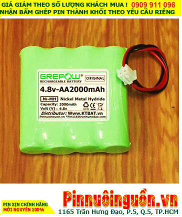 Pin sạc 4.8v-AA2200mAh, Pin nuôi nguồn NiMh 4.8v-AA2200mAh, Pin sạc GREPOW 4.8v-AA2200mAh chính hãng
