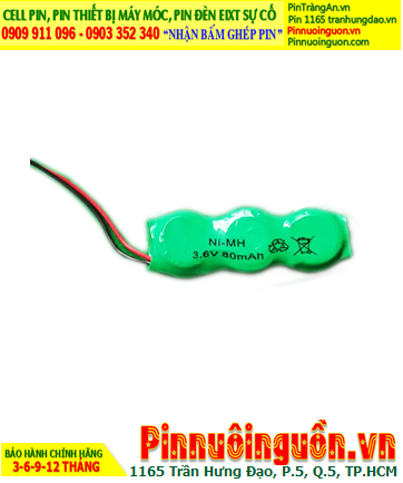 Pin sạc 3.6v-80mAh (3/V80H); Pin nuôi nguồn NiMh 3.6v-80mAh (Pin sạc 3/V80H) chính hãng
