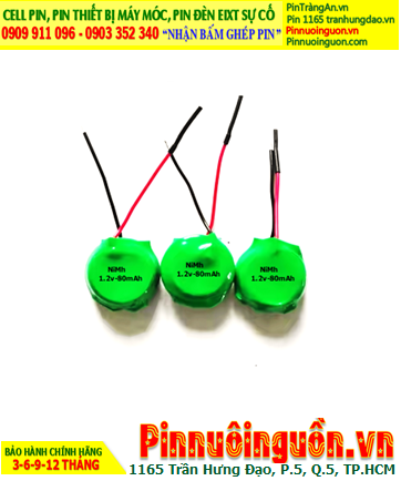 Pin sạc 1.2v-80mAh (Pin sạc 1/V80H); Pin nuôi nguồn NiMh 1.2v-80mAh (1/V80H) chính hãng
