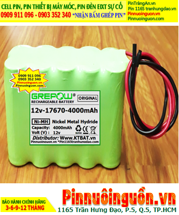 Pin sạc 12v-17670-4000mAh; Pin sạc NiMh 12v-17670-4000mAh; Pin GREPOW 12v-17670-4000mAh