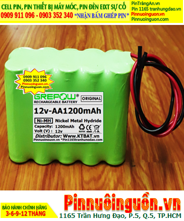 Pin sạc 12v-AA1200mAh, Pin sạc NiMh 12v-AA1200mAh, Pin sạc công nghiệp GREPOW 12v-AA1200mAh
