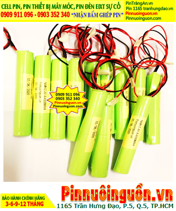 Pin đèn Exit thoát hiểm 2.4v 500mAh, Pin đèn sự cố khẩn cấp 2.4v 500mAh, Pin sạc NiMh 2.4v AA500mAh