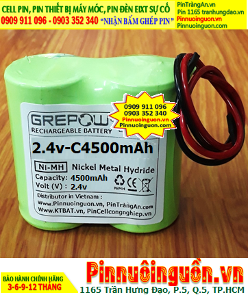 Pin đèn Exit thoát hiểm 2.4v C4500mAh, Pin đèn sự cố khẩn cấp 2.4v C4500mAh, Pin Sạc NiMh NiCd 2.4v C4500mAh