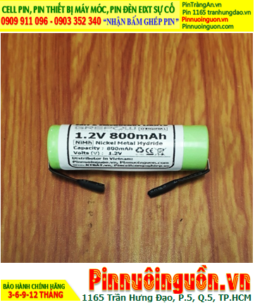 Pin máy cạo Râu 1.2v-AA800mAh, Pin tông đơ hớt tóc 1.2v-AA800mAh chính hãng /Đã gắn sẳn chân thép hàn