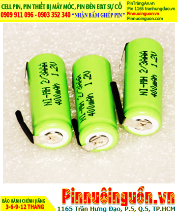 Pin sạc 1.2v-2/3AAA400mAh, Pin sạc NiMh 1.2v-2/3AAA400mAh, Pin sạc công nghiệp 1.2v-2/3AAA400mAh (chân thép)