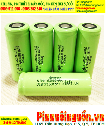 NiMh 1.2v A3000mAh; Cell pin sạc NiMh 1.2v A3000mAh; Pin sạc công nghiệp đầu bằng NiMh 1.2v A3000mAh