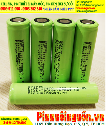 NiMh 1.2v 17670 -4000mAh; Cell pin sạc NiMh 17670 -4000mAh; Pin sạc đầu bằng 1.2v NiMh 17670 -4000mAh