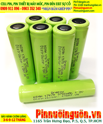 NiMh 1.2v 17670-3700mAh; Cell pin sạc NiMh 1.2v 17670-3700mAh; Pin sạc đầu bằng NiMh 1.2v 17670-3700mAh