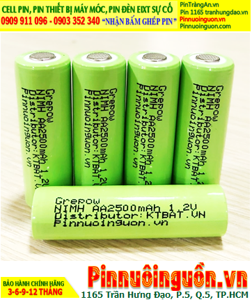 NiMh 1.2v AA2500mAh; Cell pin sạc NiMh 1.2v AA2500mAh; Pin sạc công nghiệp đầu bằng NiMh 1.2v AA2500mAh
