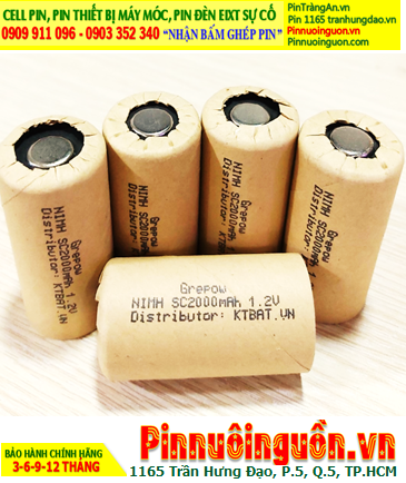 NiMh 1.2v SC2000mAh; Cell pin sạc NiMh 1.2v SC2000mAh; Pin sạc công nghiệp đầu bằng NiMh 1.2v SC2000mAh