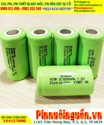 NiMh 1.2v SC1400mAh; Cell pin sạc NiMh 1.2v SC1400mAh; Pin sạc công nghiệp đầu bằng NiMh 1.2v SC1400mAh