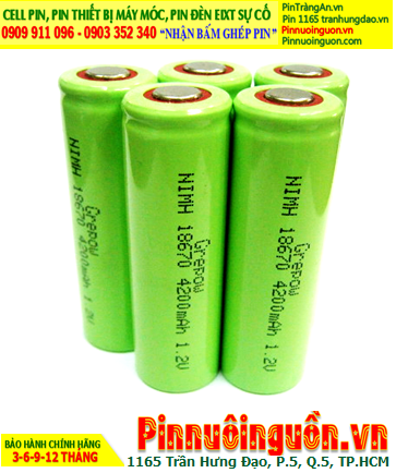 NiMh 1.2v 4/3AF 18670 4200mAh; Cell pin sạc NiMh 4/3AF 18670 4200mAh; Pin sạc NiMh 4/3AF 18670 4200mAh