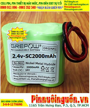 Pin sạc 2.4v-SC2000mAh, Pin sạc NiMh 2.4v-SC2000mAh, Pin sạc GREPOW 2.4v-SC2000mAh chính hãng