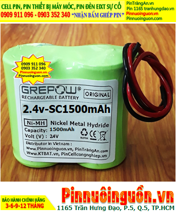 Pin sạc 2.4v-SC1500mAh, Pin sạc NiMh 2.4v-SC1500mAh, Pin sạc GREPOW 2.4v-SC1500mAh chính hãng