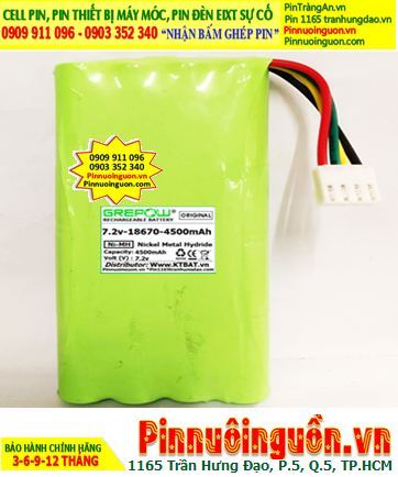 Pin sạc 7.2v-18670-4500mAh, Pin sạc NiMh 7.2v-18670-4500mAh, Pin sạc GREPOW 7.2v-18670-4500mAh