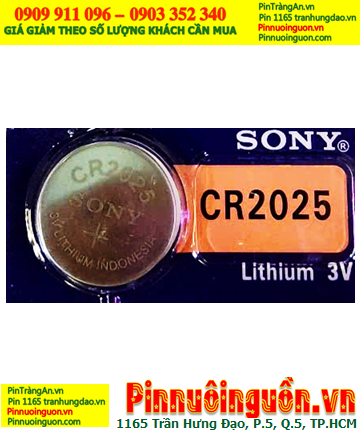 Pin CR2025 _Pin Sony CR2025; Pin 3v lithium Sony CR2025, Xuất xứ Indonesia