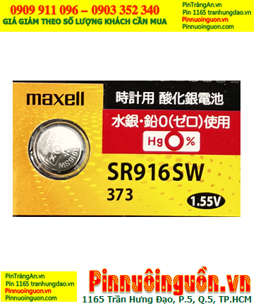 Maxell SR916SW _Pin 373; Pin đồng hồ 1.55v Silver Oxide Maxell SR916SW _Pin 373, Xuất xứ NHẬT