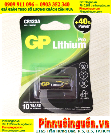 Pin GP CR123A _Pin CR17345, Pin 3v lithium GP CR123AP-2GSBC1 dòng PRO chính hãng (vỉ 01viên) -MẪU MỚI