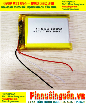Lipolymer 804050, Pin sạc 3.7v Li-polymer 804050 (8mmx40mmx50mm) 2000mAh /Đã có mạch sẳn