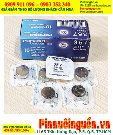 Pin Renata SR44SW, 357; Pin thước cặp điện tử Mitutoyo SR44SW, 357 Silver Oxide 1.55v | Vỉ 1viên