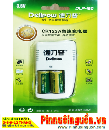 Bộ sạc pin 3v Lithium Delipow DLP-160 kèm sẳn 2 pin sạc Delipow ICR123A 1000mAh 3v chính hãng