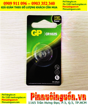 GP CR1025, Pin 3v lithium GP CR1025 Longer Lasting Power chính hãng (Vỉ 01viên)