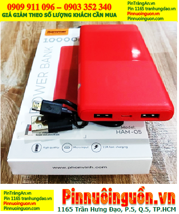 HAMMER HAM-05 (Vỏ ĐỎ), Sạc dự phòng HAMMER HAM-05 Powerbank 10 000mAh |TẠM HẾT HÀNG